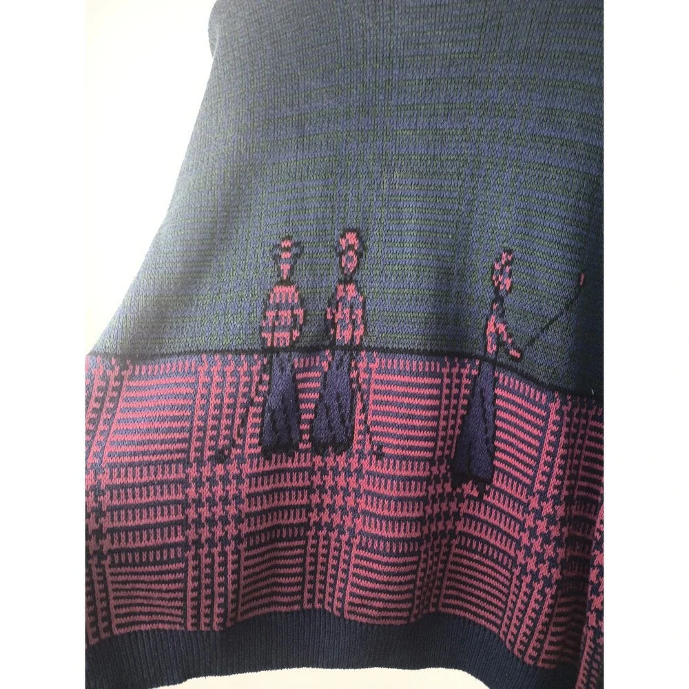Vantage Custom Classics Vintage Golf Knit Sweater Navy Blue Cotton USA‎ Womens L